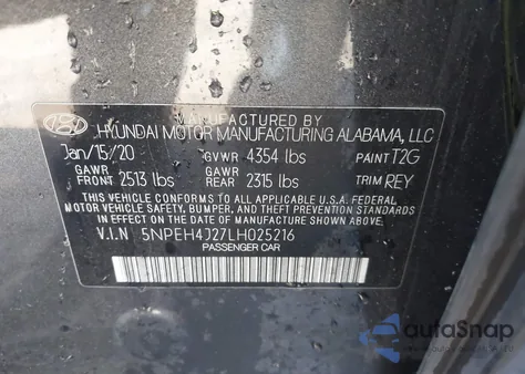 2020 Hyundai Sonata Limited из США, поврежденный, VIN 5NPEH4J27LH025216